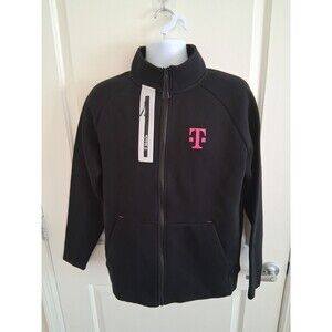 T-Mobile Jacket Mens M Full Zip Black Pink Logo Fleece Long Sleeve Employee